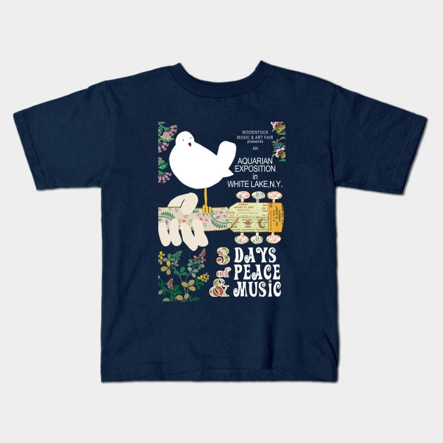 Woodstock - 3 Days of Peace & Music Kids T-Shirt by GreenNest
